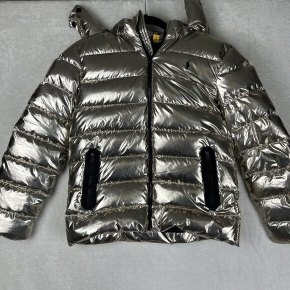 Polo Ralph Lauren Metallic Puffer Down Jacket Duck Feather Big Kids Sz XL 16 - Picture 1 of 14